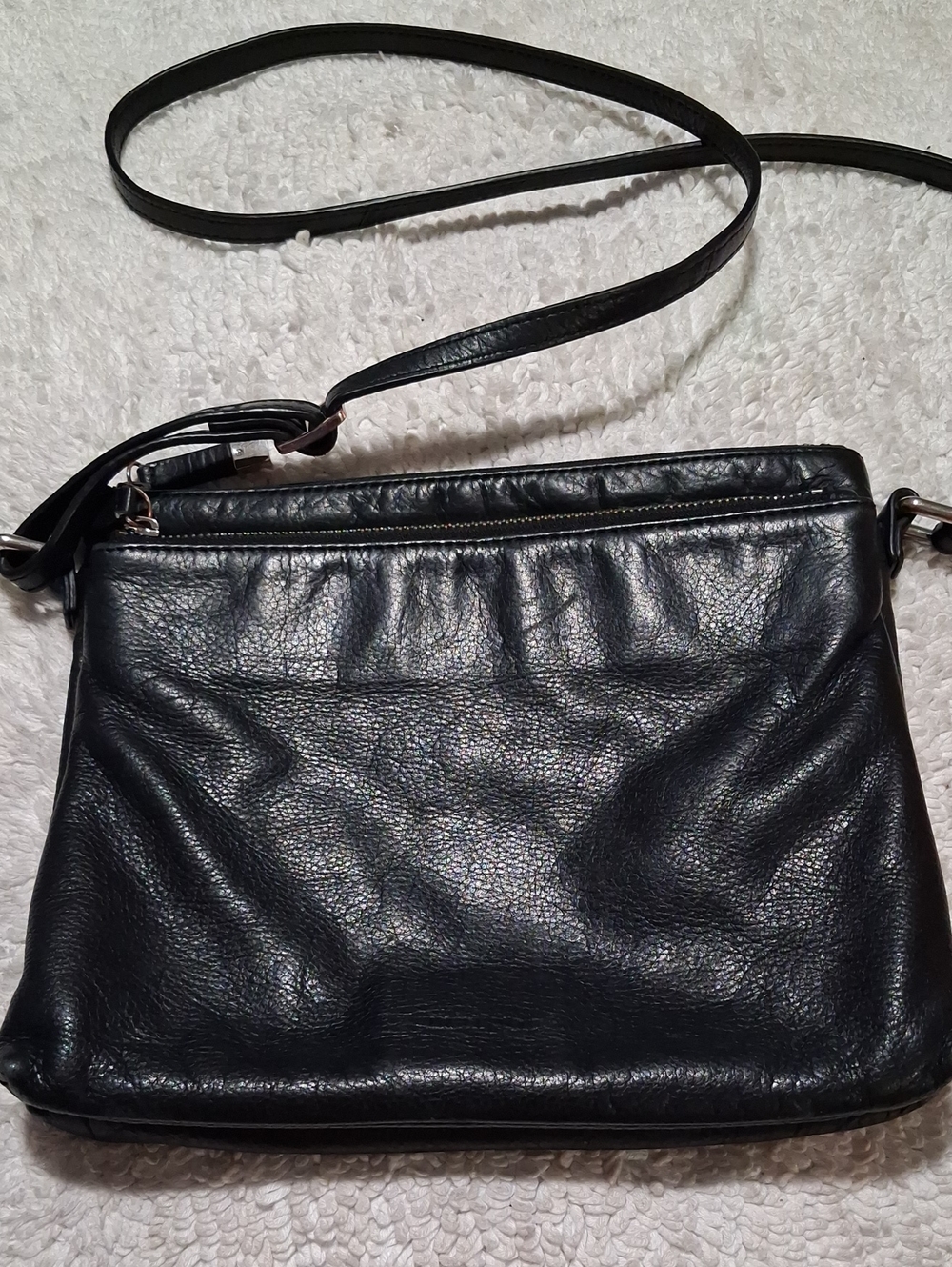 margot Black Leather Crossbody Bag